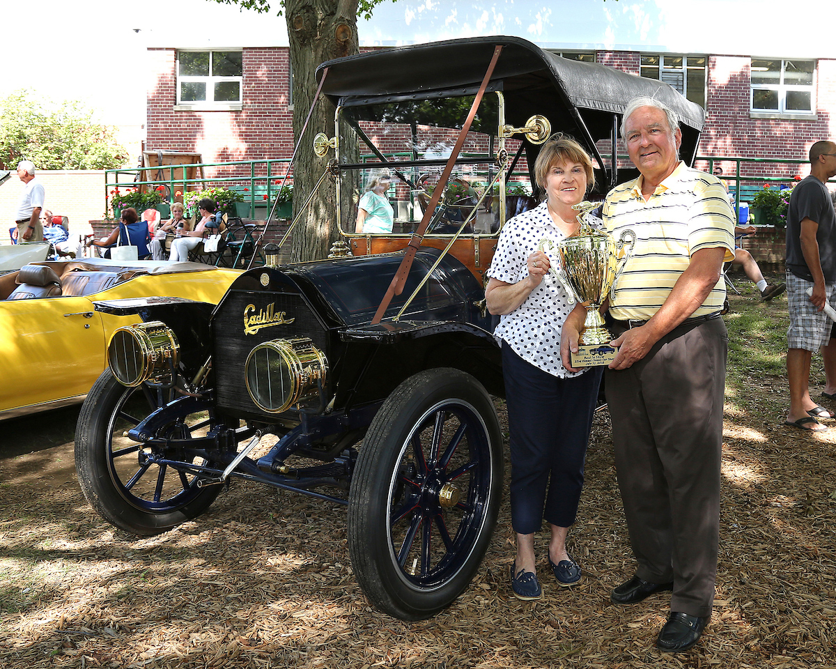 classic car and couple